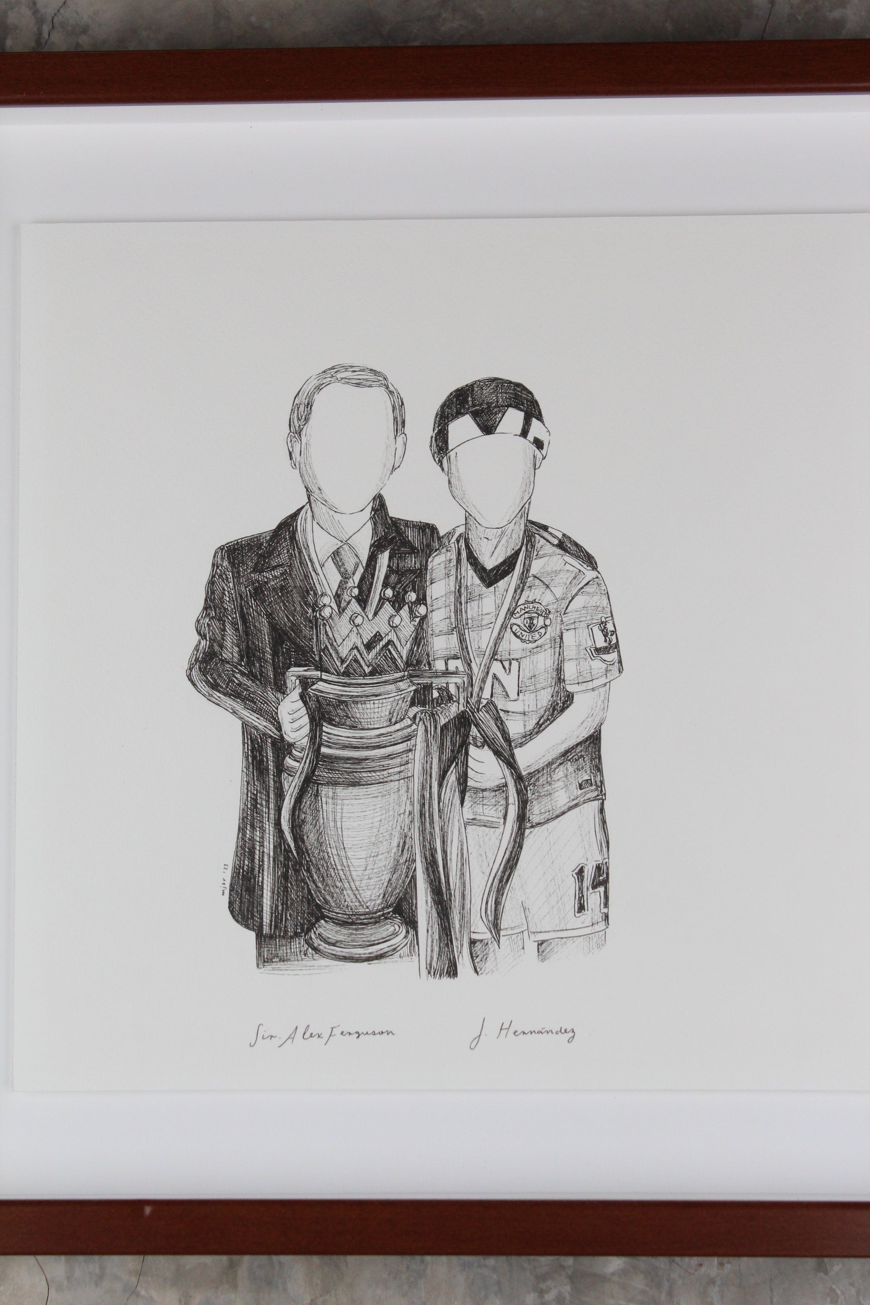 Chicharito con Sir Alex Ferguson Ilustración